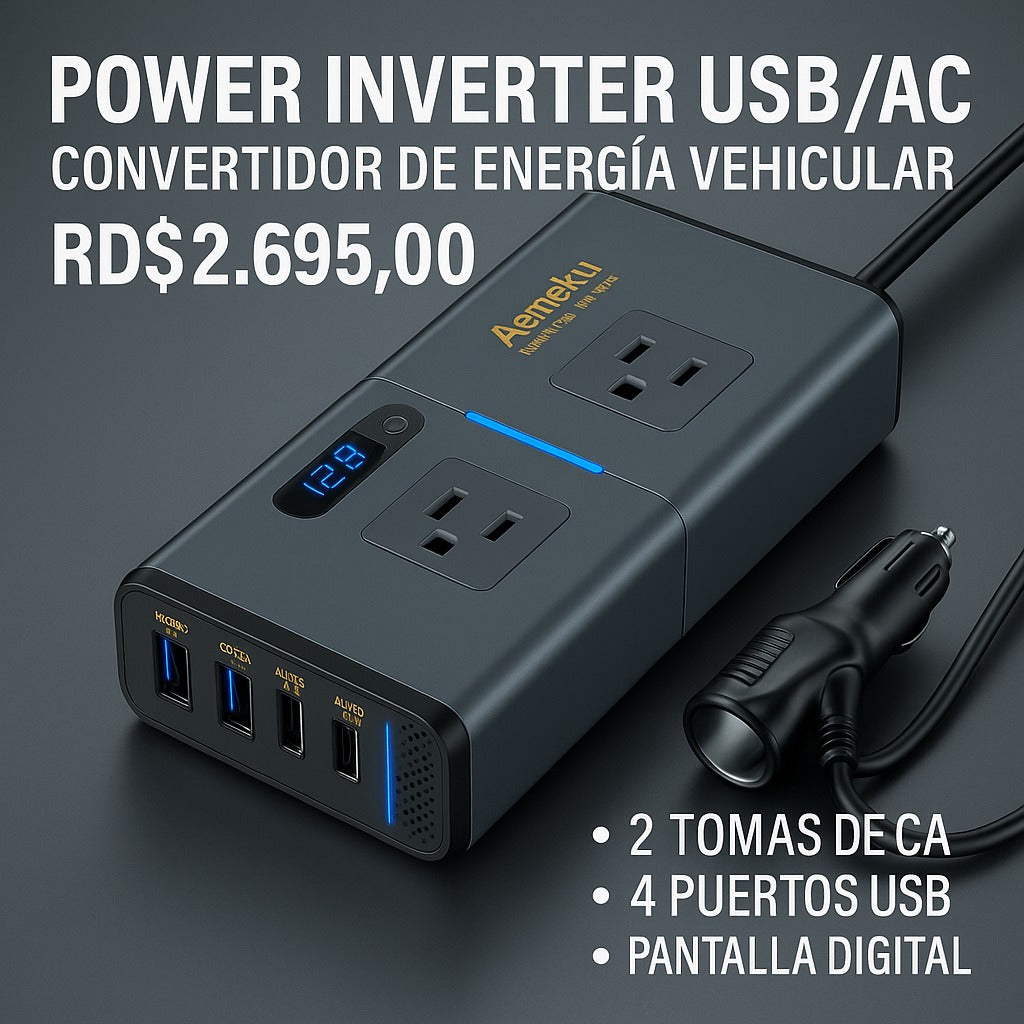 ⚡ POWER INVERTER, CONECTOR USB - CONVERTIDOR DE ENERGIA ⚡